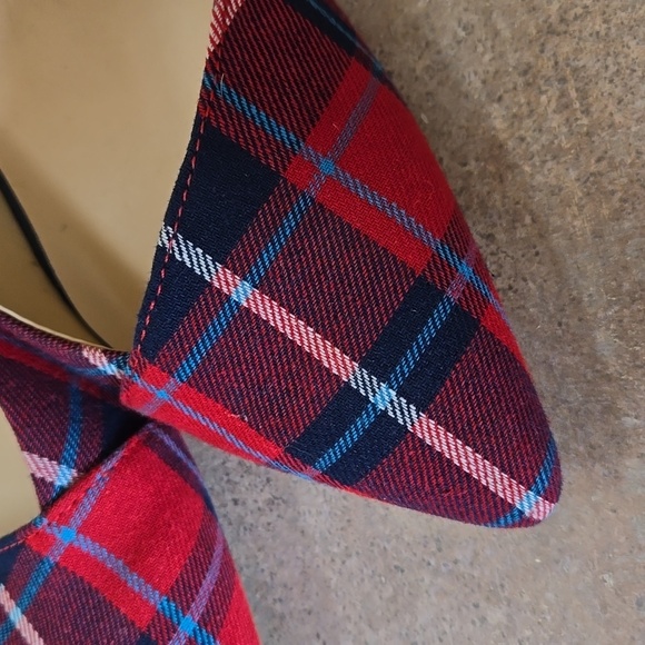 Sole Society Angelica Navy/Red Flannel Fabric Heels - Picture 2 of 10